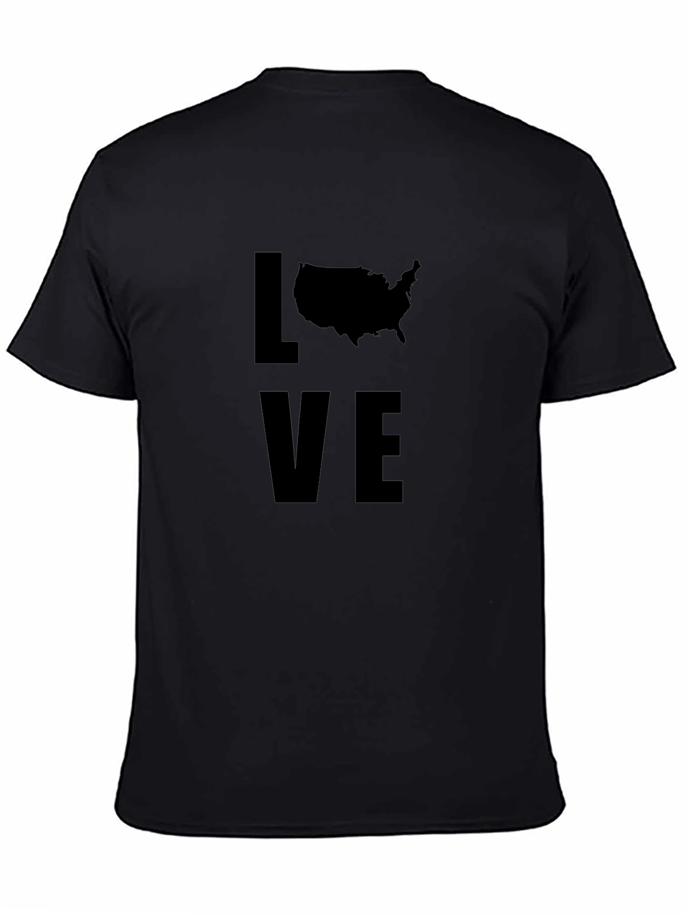 Love USA Map Graphic Tee - Black Crewneck T-Shirt