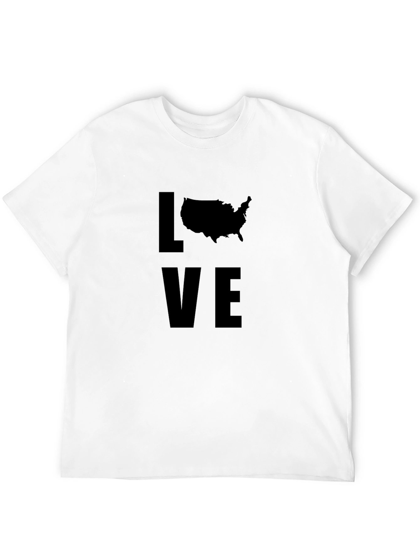 Love USA Map Graphic Tee - Black Crewneck T-Shirt