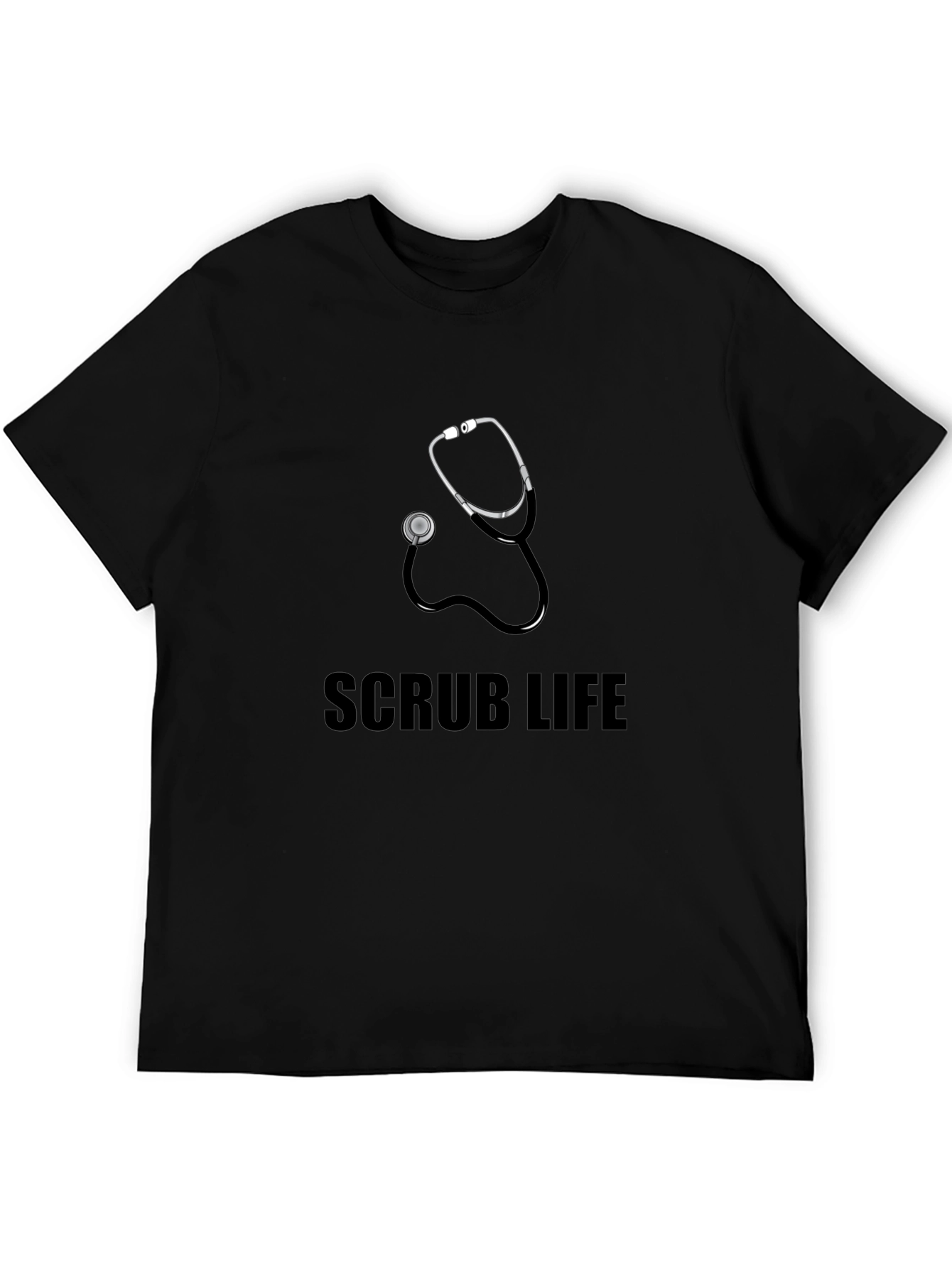 Scrub Life Stethoscope Graphic T-Shirt - Black