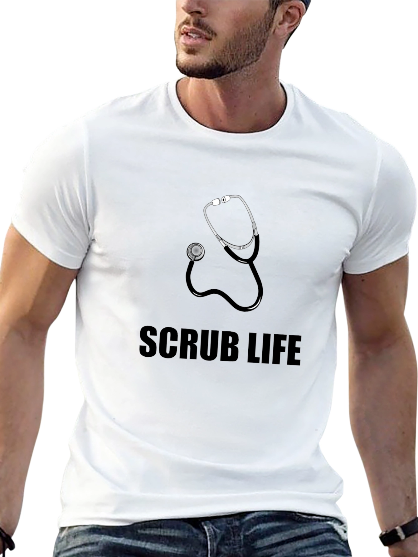 Scrub Life Stethoscope Graphic T-Shirt - Black