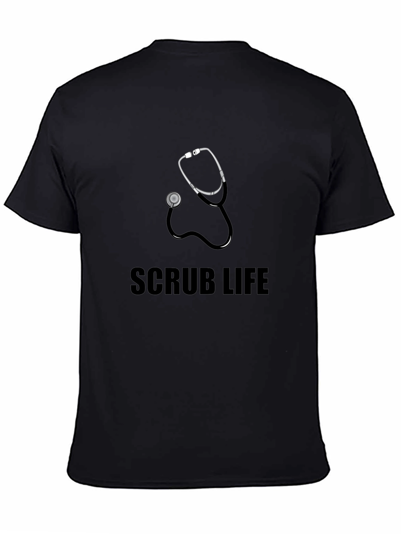 Scrub Life Stethoscope Graphic T-Shirt - Black