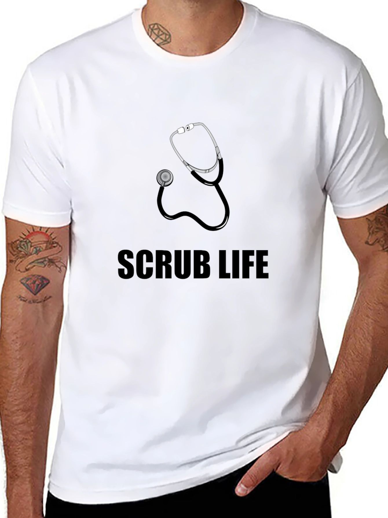 Scrub Life Stethoscope Graphic T-Shirt - Black