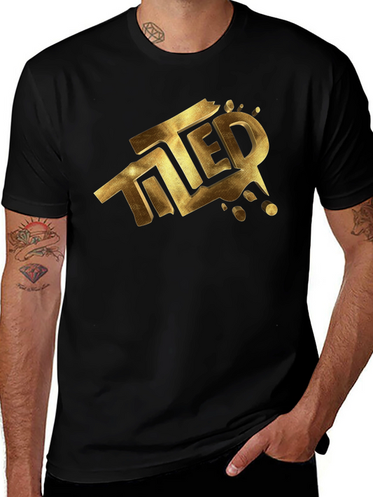 Tilted Gold Graphic Black T-Shirt