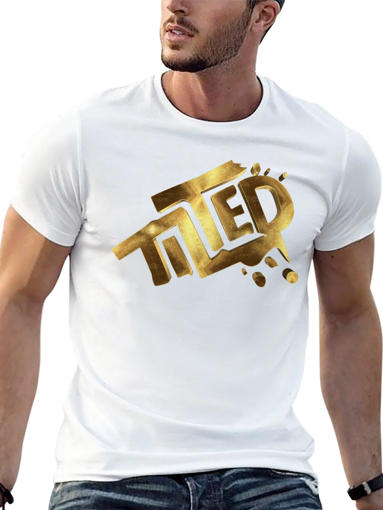 Tilted Gold Graphic Black T-Shirt