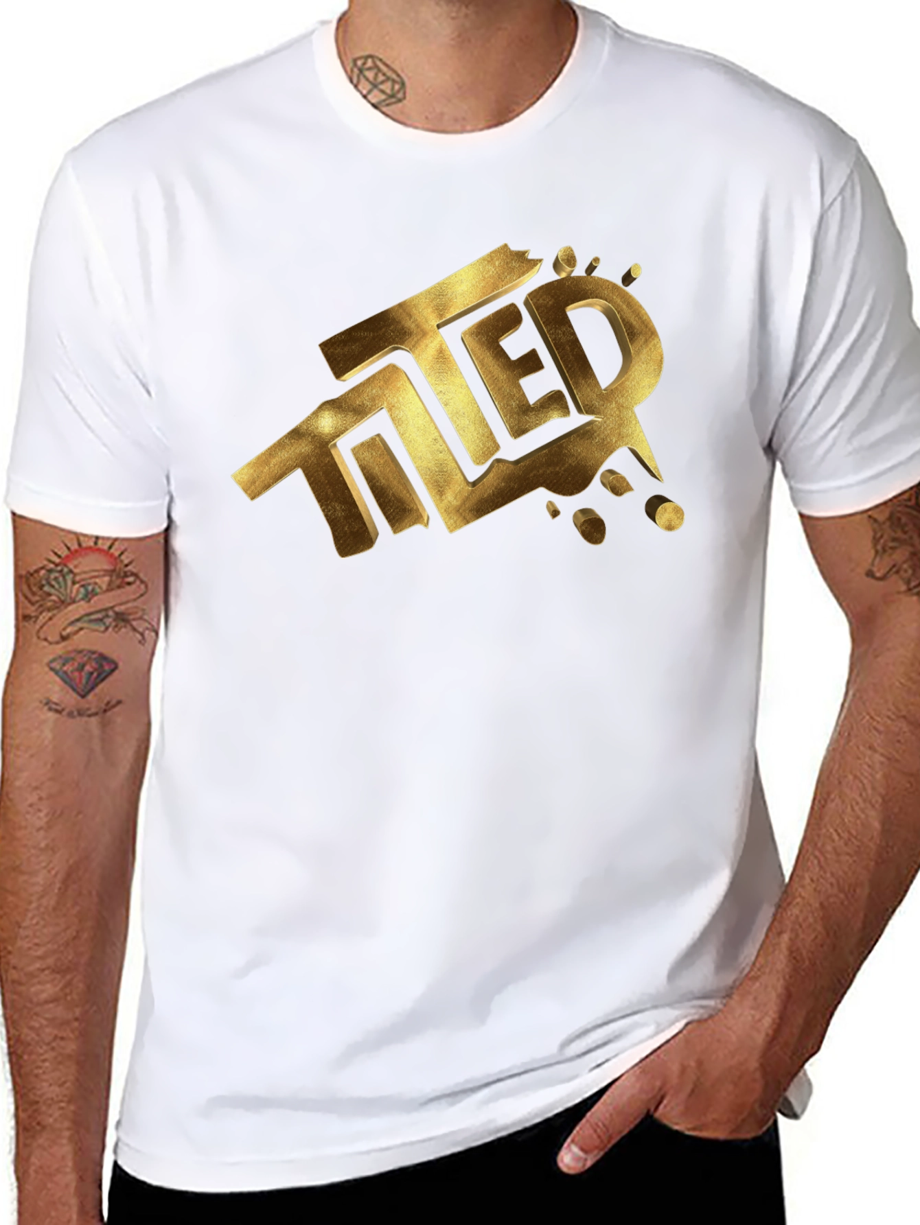 Tilted Gold Graphic Black T-Shirt