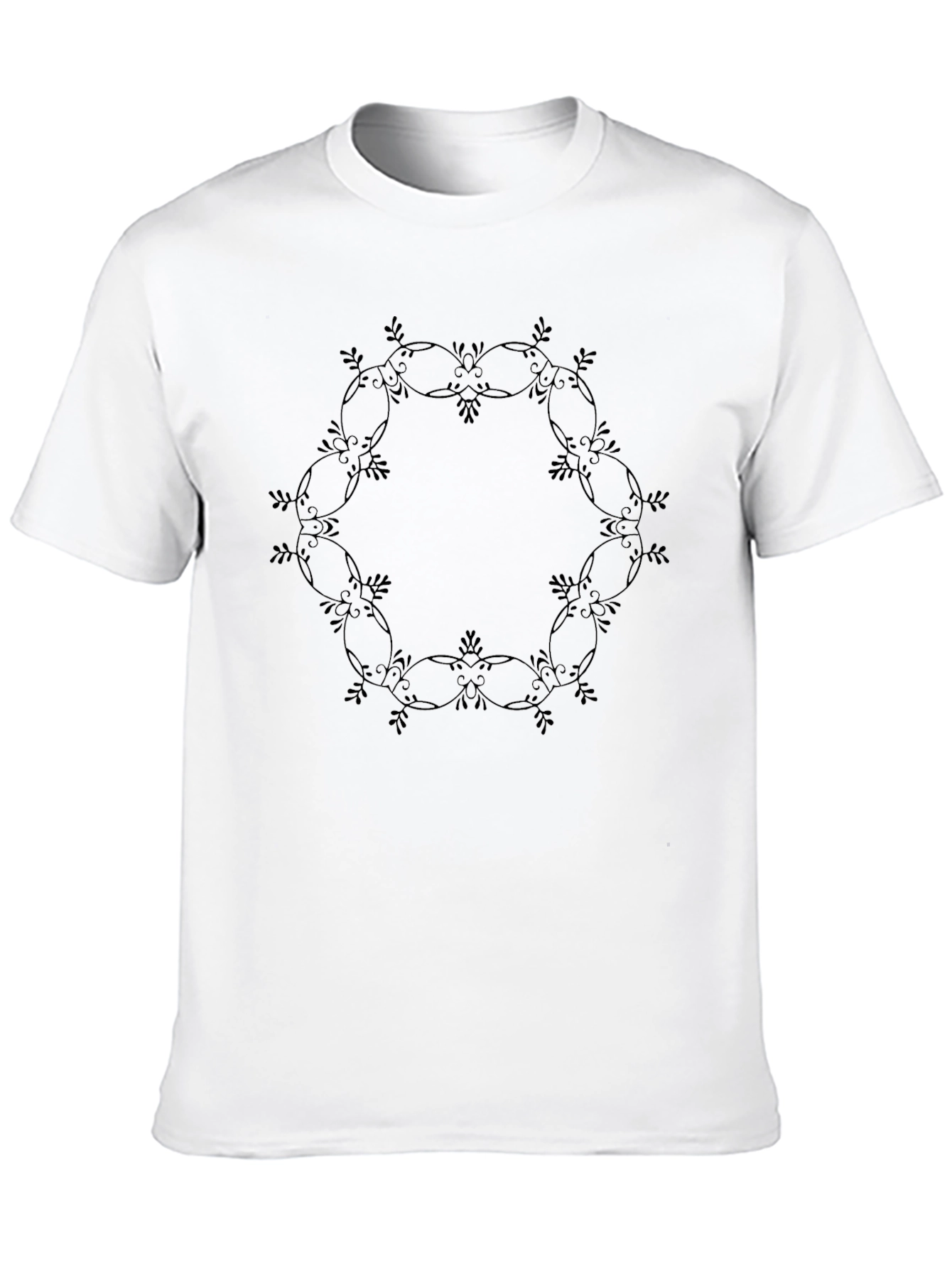 Elegant Black Floral Circle Graphic Tee