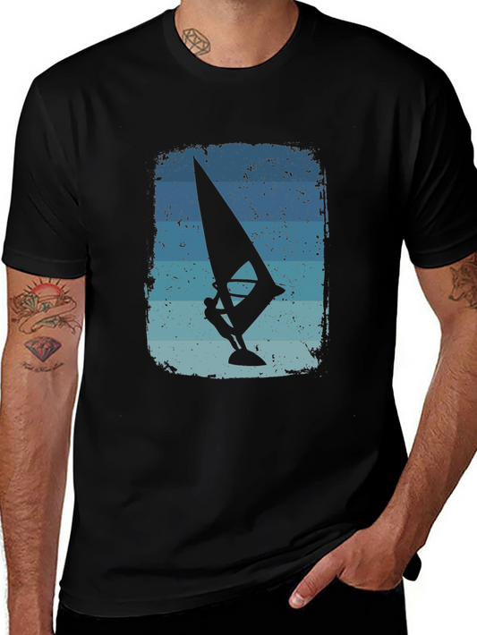 Windsurfer Graphic Tee - Vintage Style Black T-Shirt