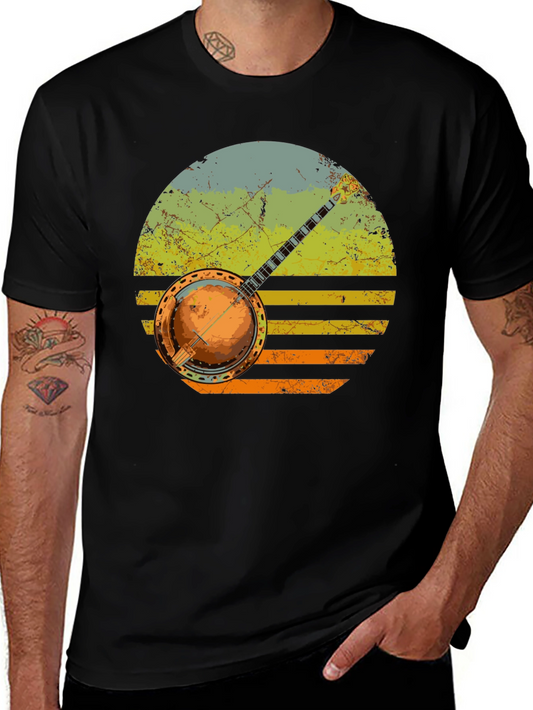 Vintage Banjo Sunset Graphic T-Shirt
