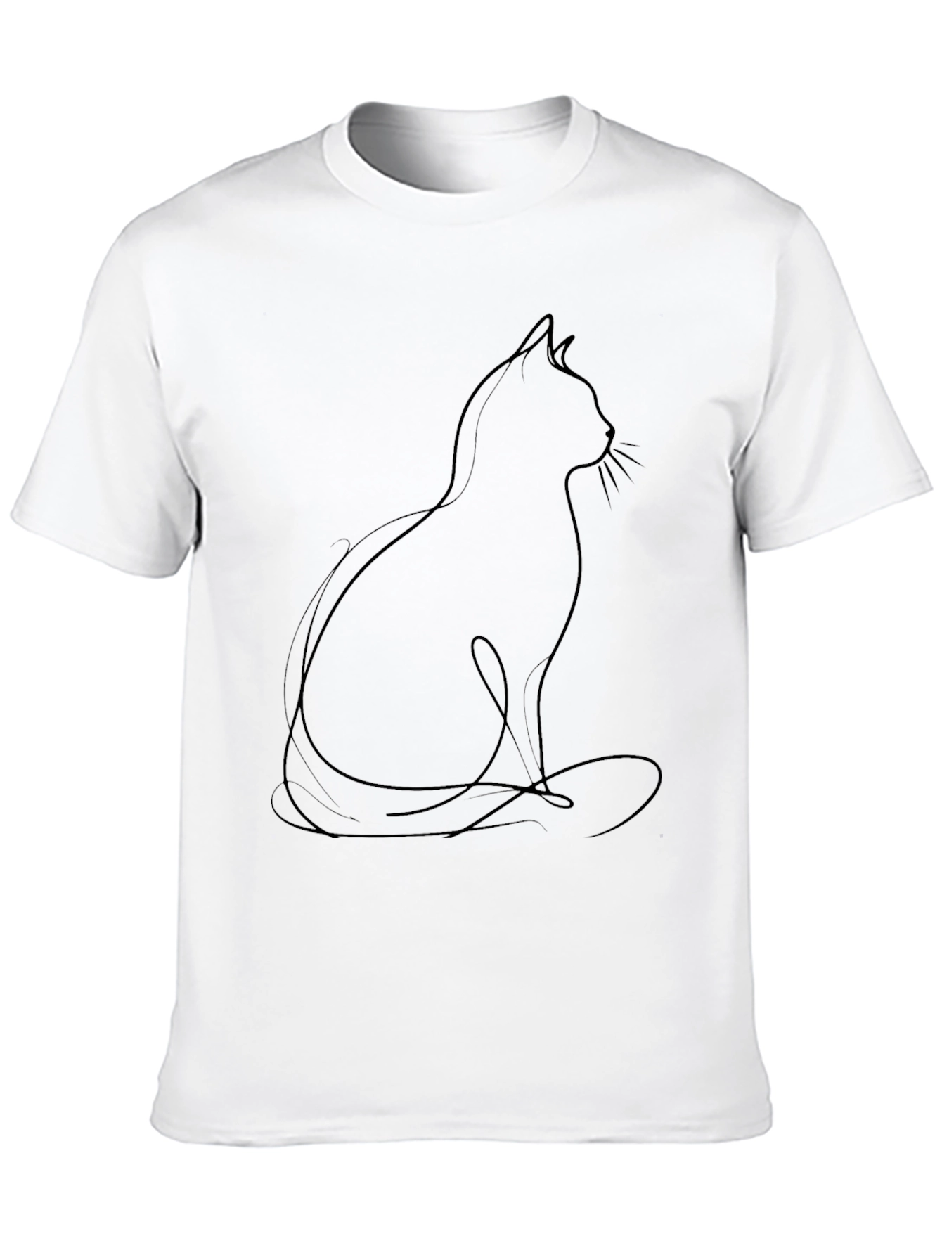 Minimalist Cat Outline T-Shirt