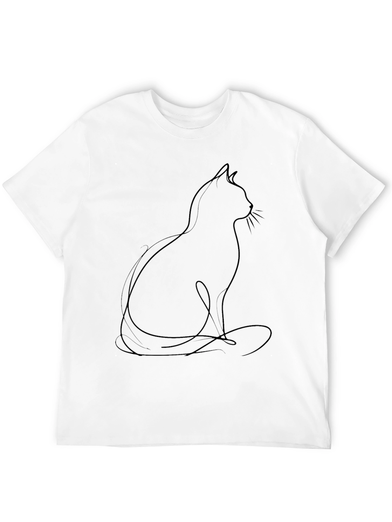 Minimalist Cat Outline T-Shirt