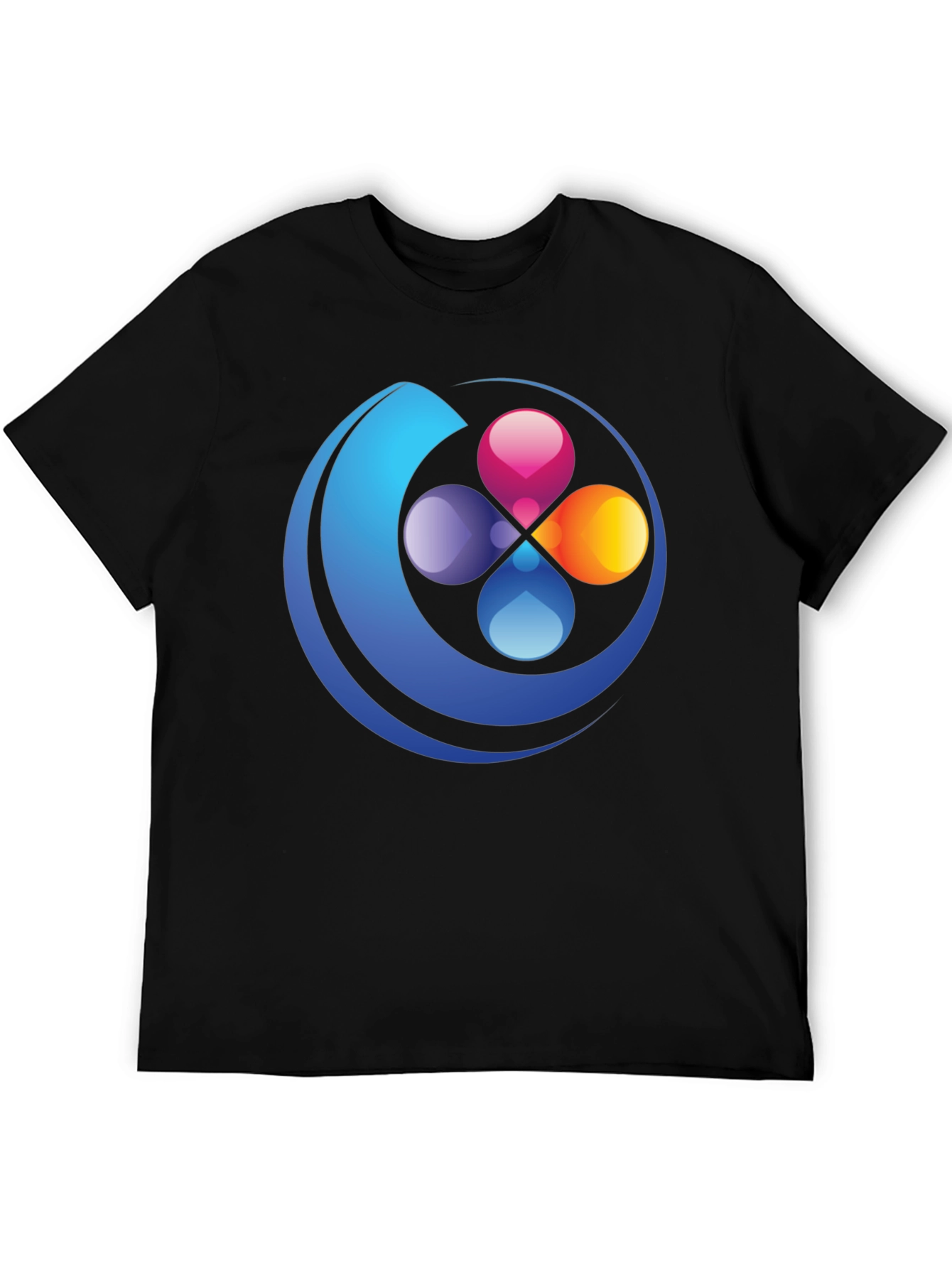 Abstract Circle Graphic Black T-Shirt