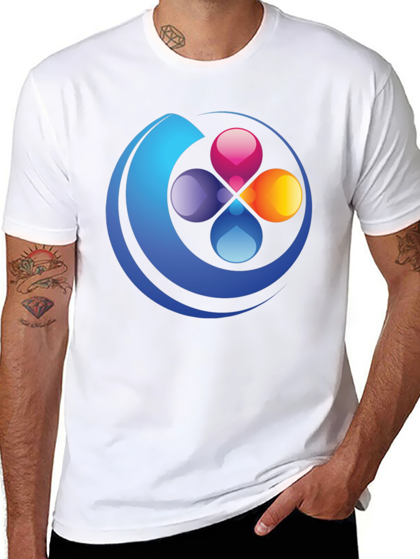 Abstract Circle Graphic Black T-Shirt