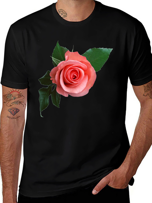 Rose Graphic Black T-Shirt - Floral Design