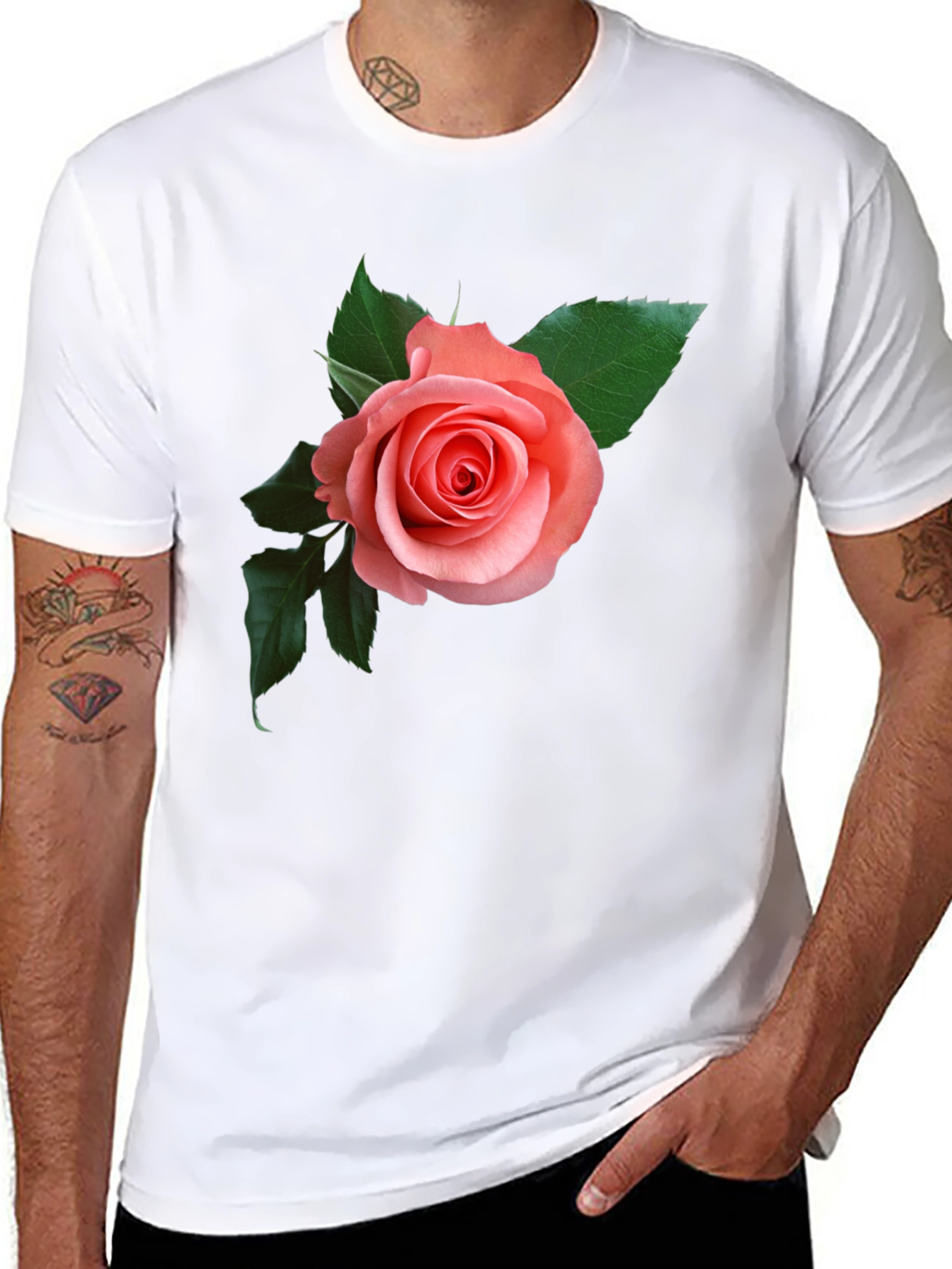 Rose Graphic Black T-Shirt - Floral Design