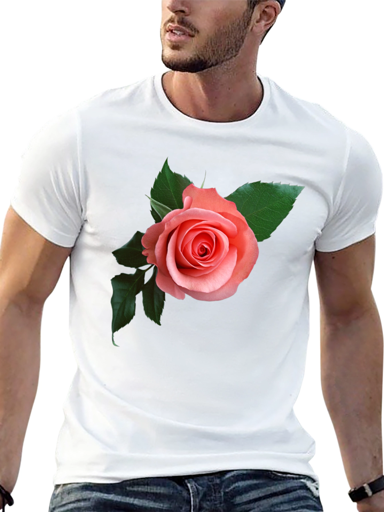 Rose Graphic Black T-Shirt - Floral Design
