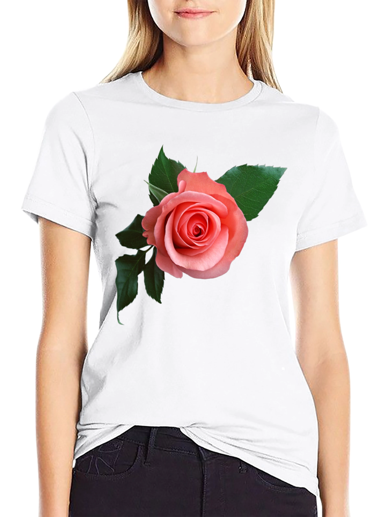 Rose Graphic Black T-Shirt - Floral Design