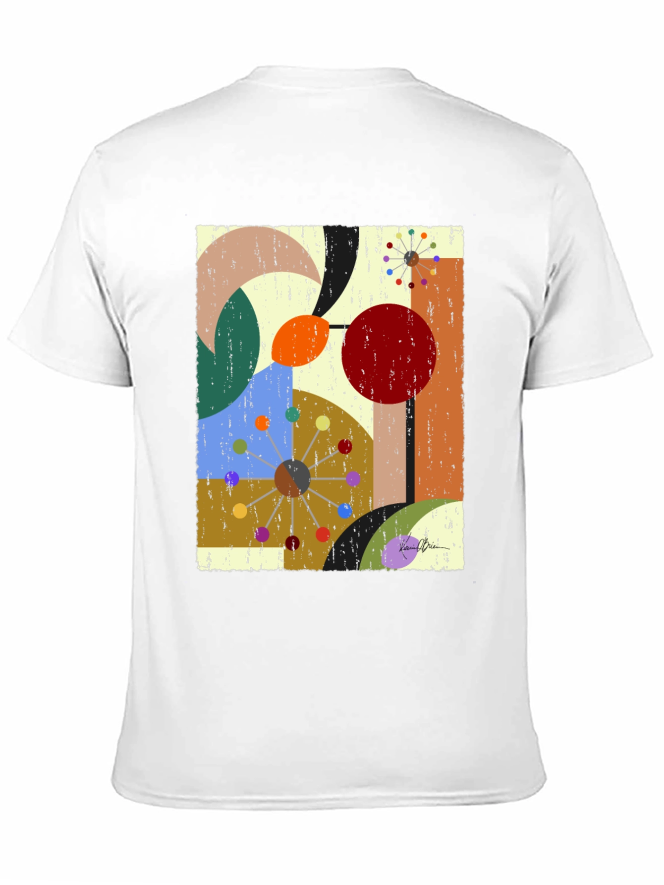 Abstract Geometric Print Black T-Shirt
