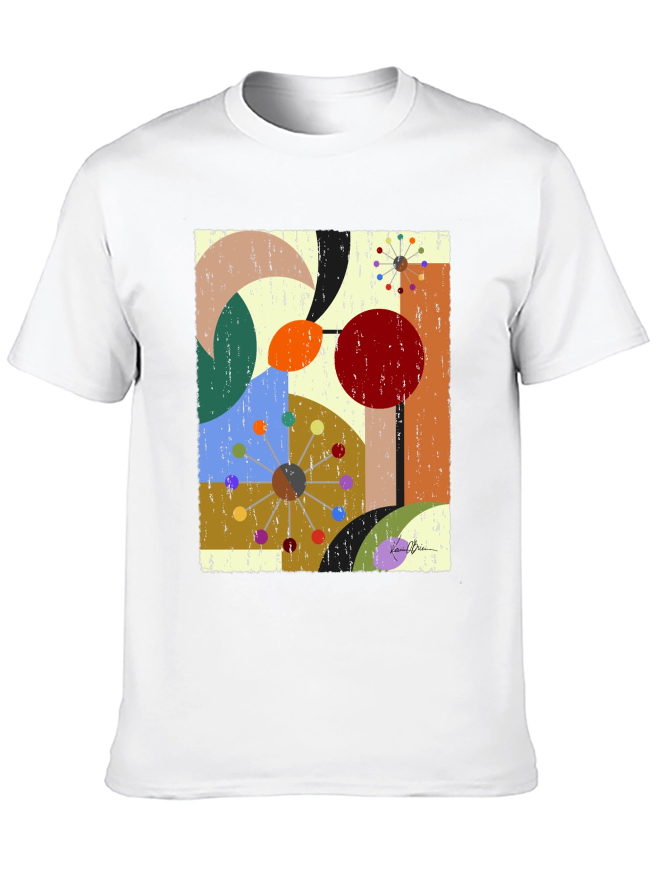 Abstract Geometric Print Black T-Shirt