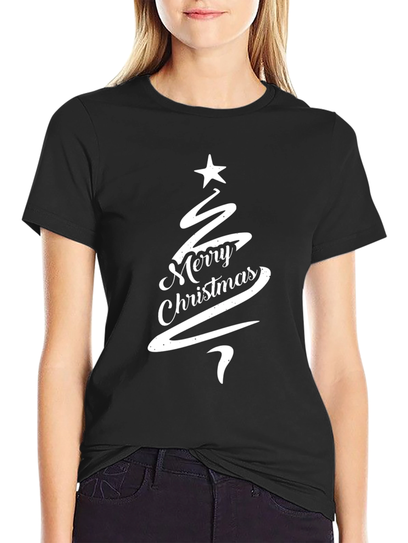 Merry Christmas Tree Graphic Tee - Holiday Style