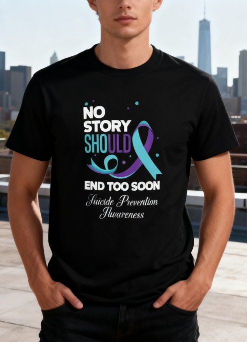 No Story Should End Too Soon” Suicide Prevention Awareness Unisex T-Shirt - Mental Health Advocacy & Hope-Inspired Tee