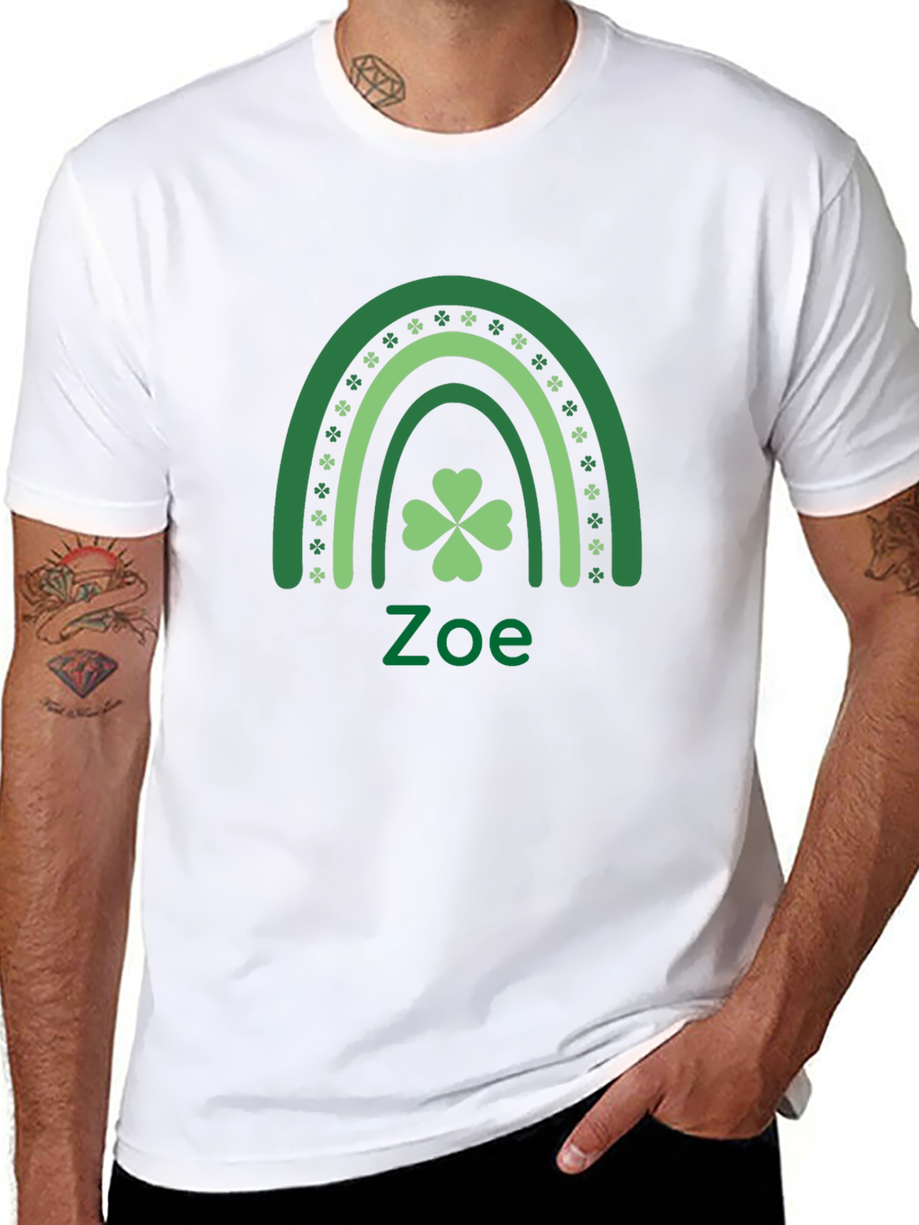 St. Patricks Day Zoe Rainbow Shamrock Tee