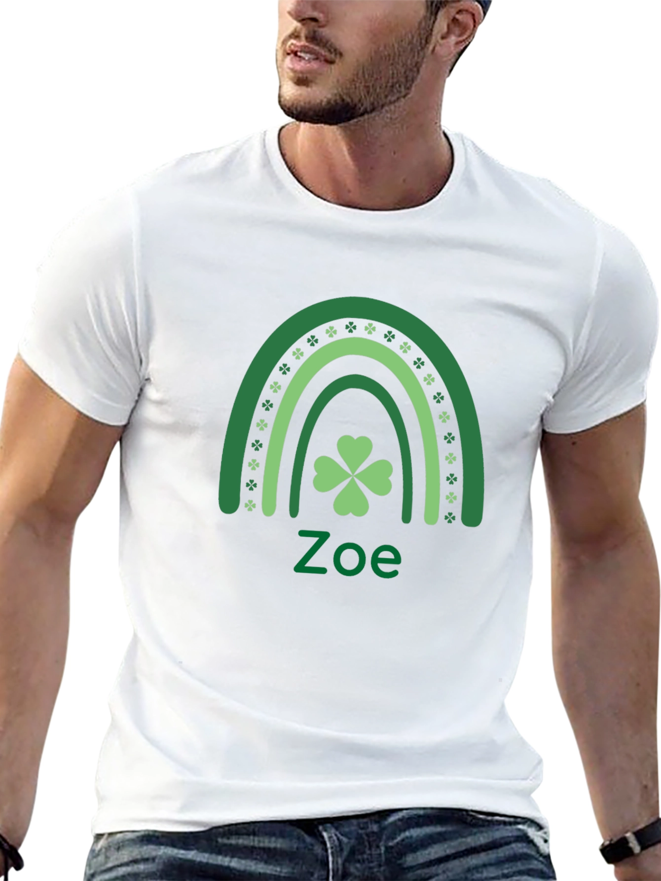St. Patricks Day Zoe Rainbow Shamrock Tee