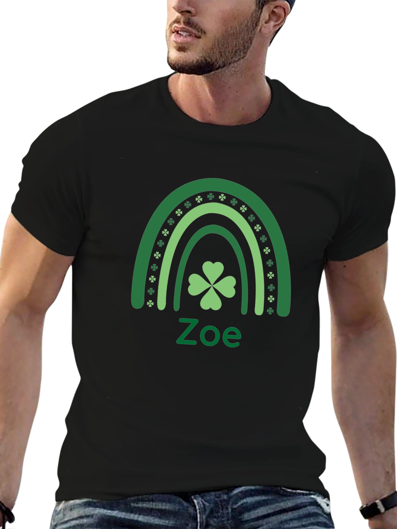 St. Patricks Day Zoe Rainbow Shamrock Tee