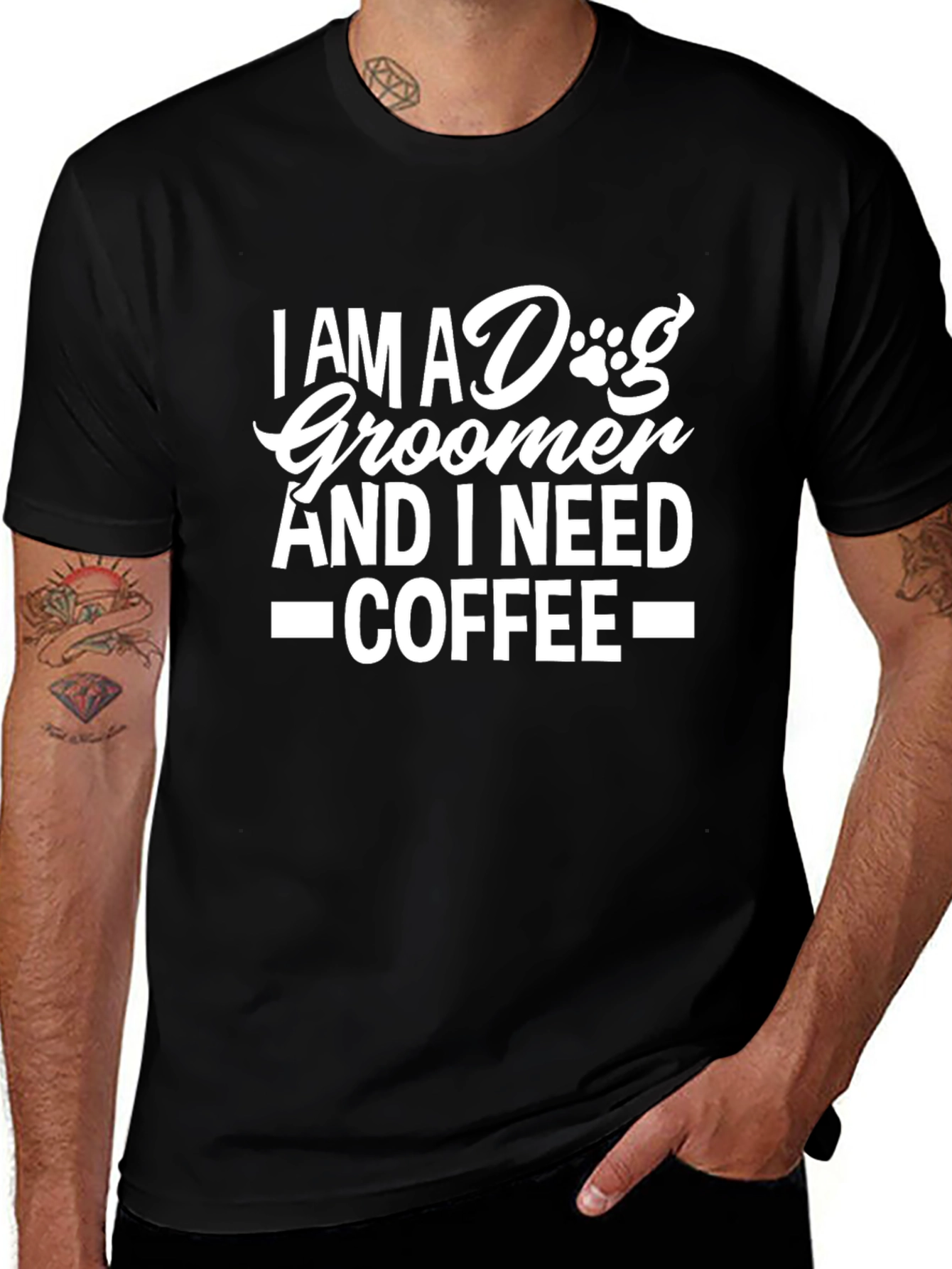 Dog Groomer Coffee T-Shirt - Black Cotton Tee
