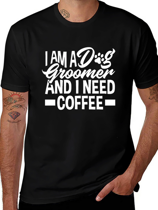Dog Groomer Coffee T-Shirt - Black Cotton Tee