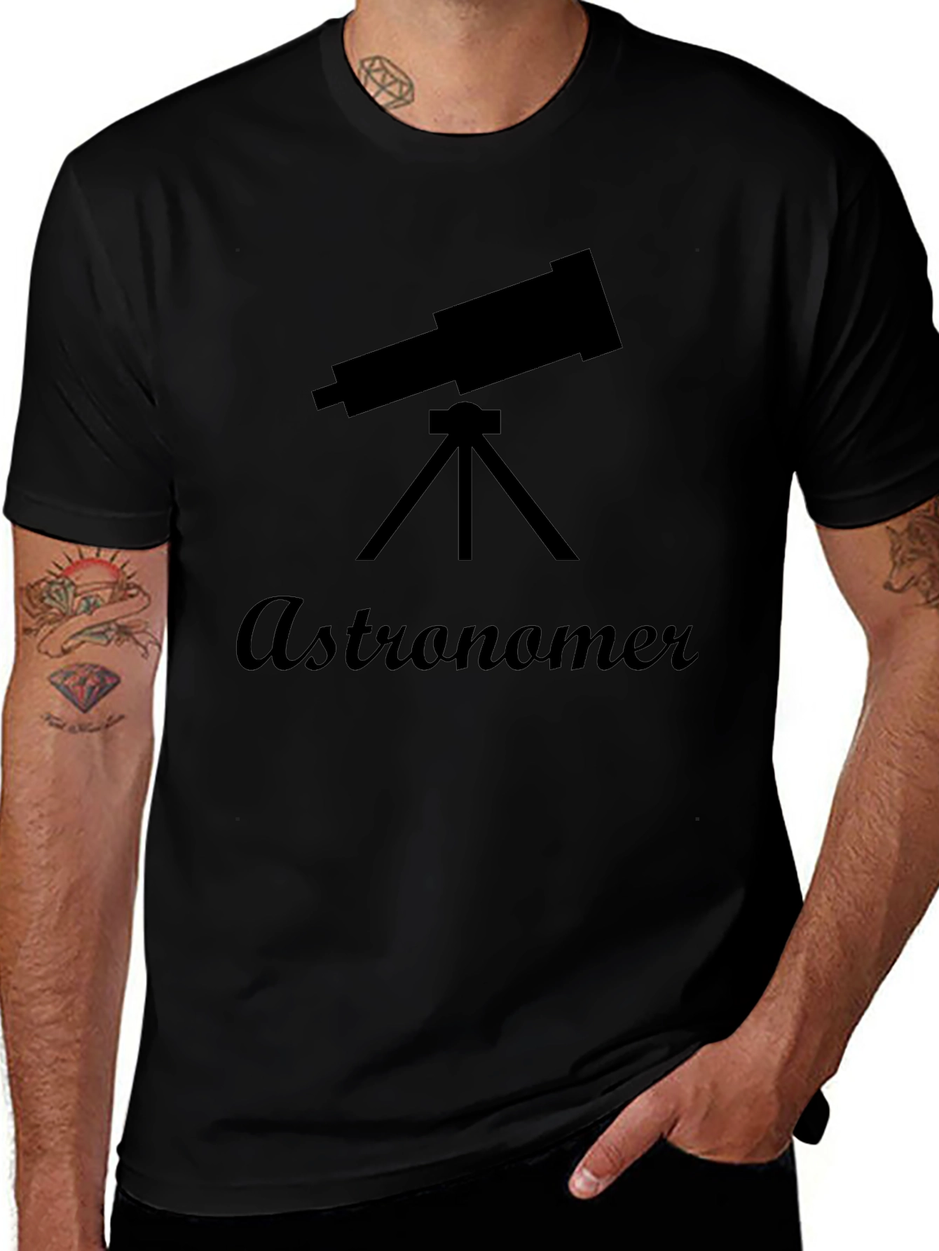 Astronomer Graphic Tee - Black Cotton T-Shirt