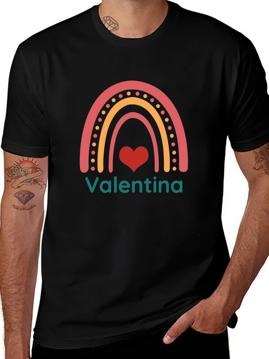 Valentina Rainbow Heart T-Shirt - Cute Personalized Tee