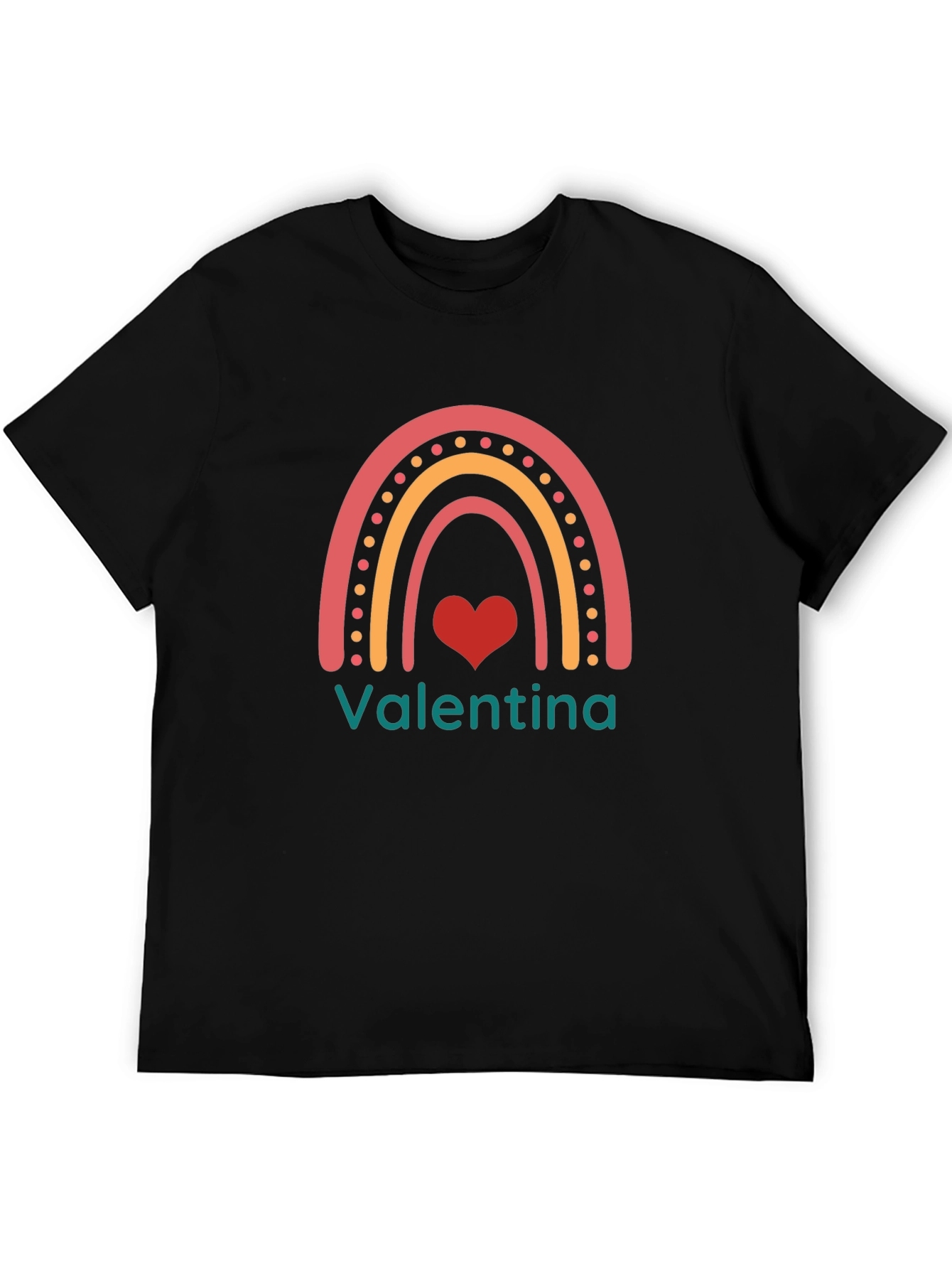 Valentina Rainbow Heart T-Shirt - Cute Personalized Tee