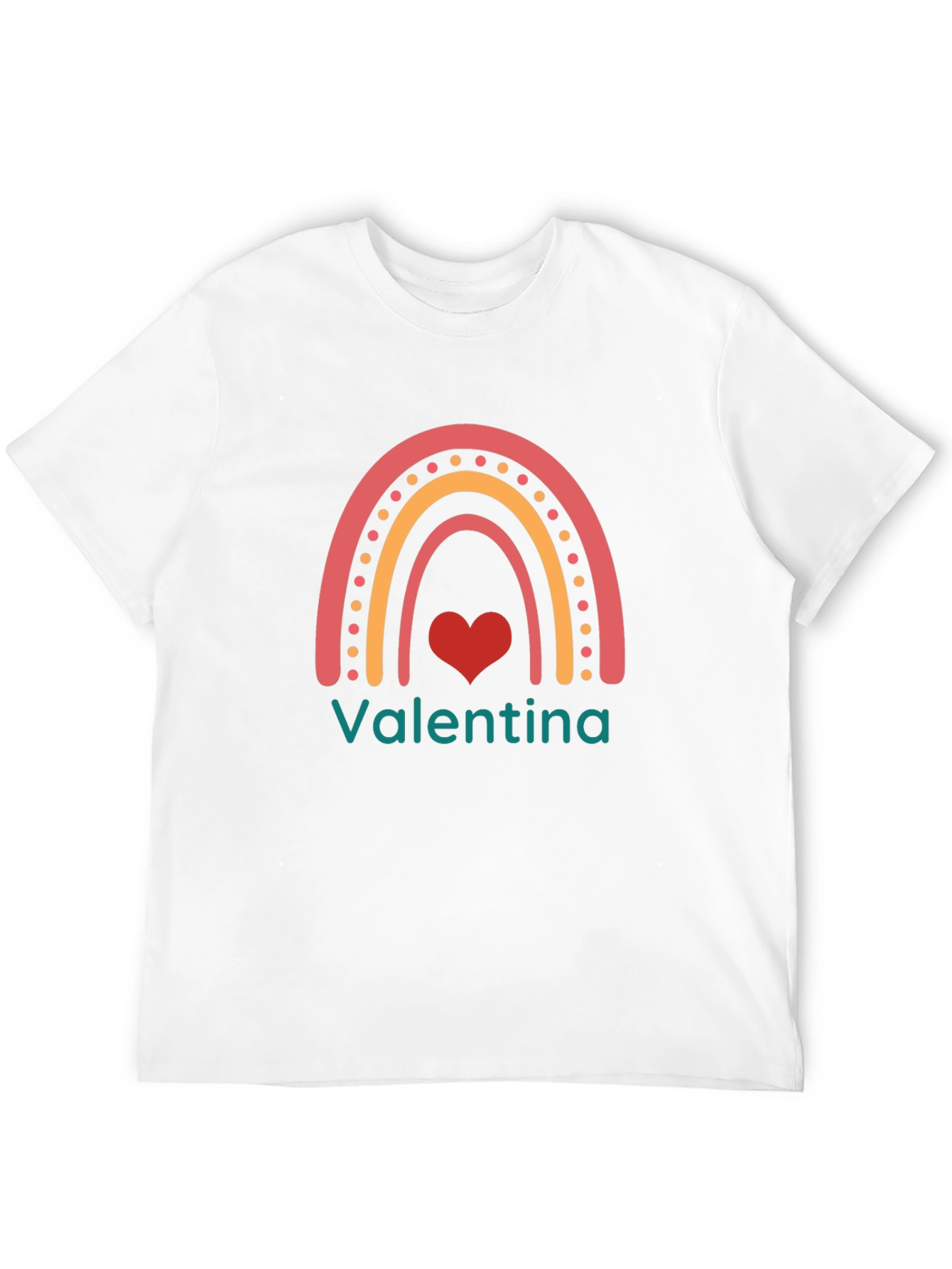 Valentina Rainbow Heart T-Shirt - Cute Personalized Tee