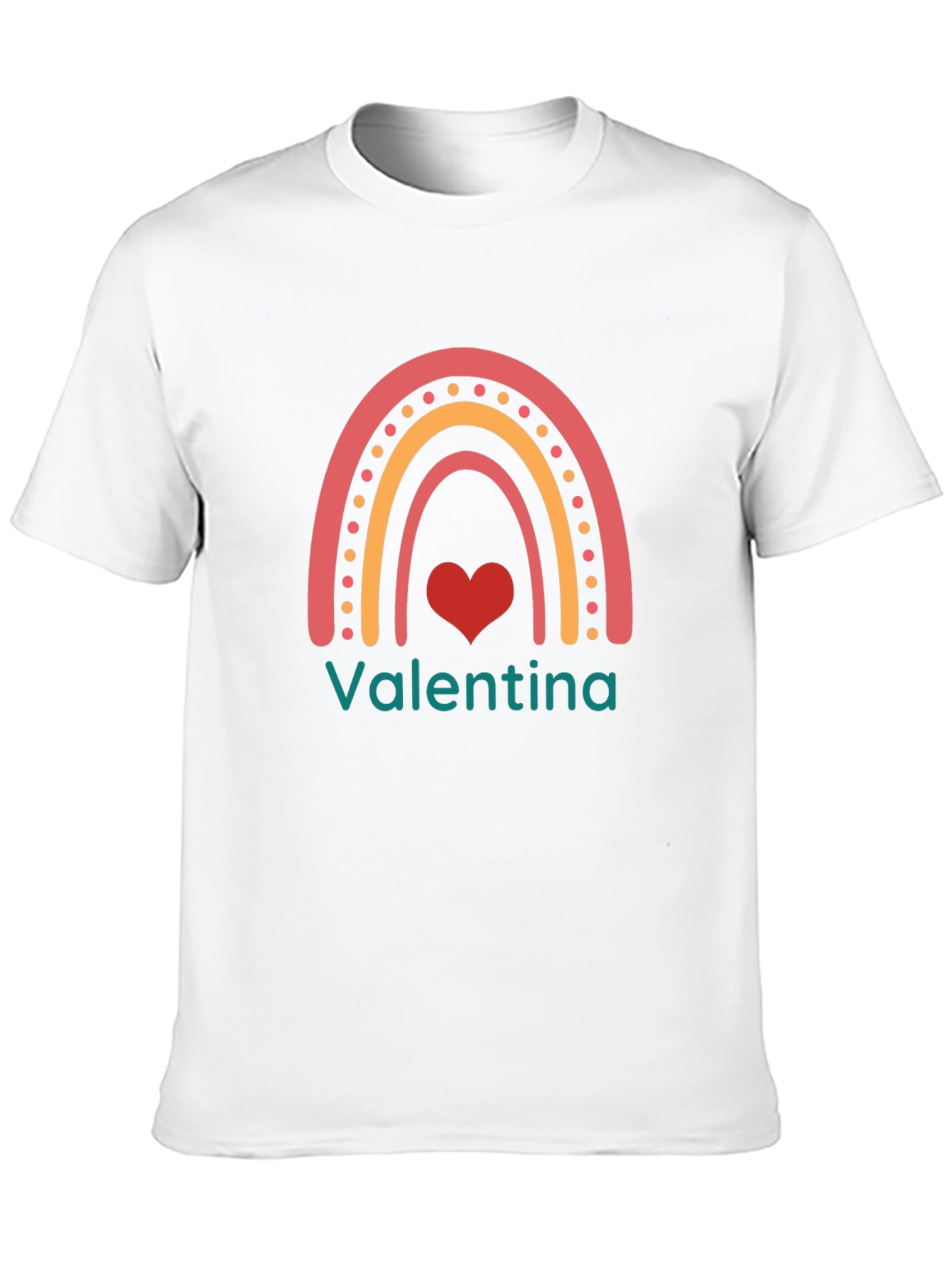 Valentina Rainbow Heart T-Shirt - Cute Personalized Tee