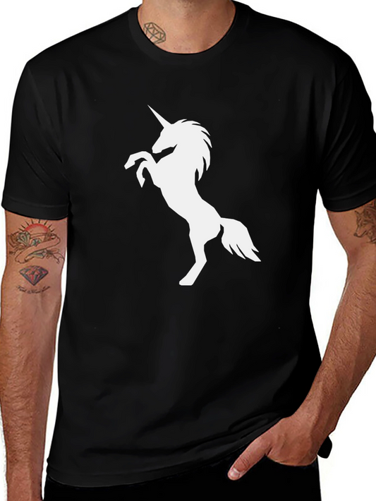 Unicorn Graphic Tee - Black Cotton Casual T-Shirt