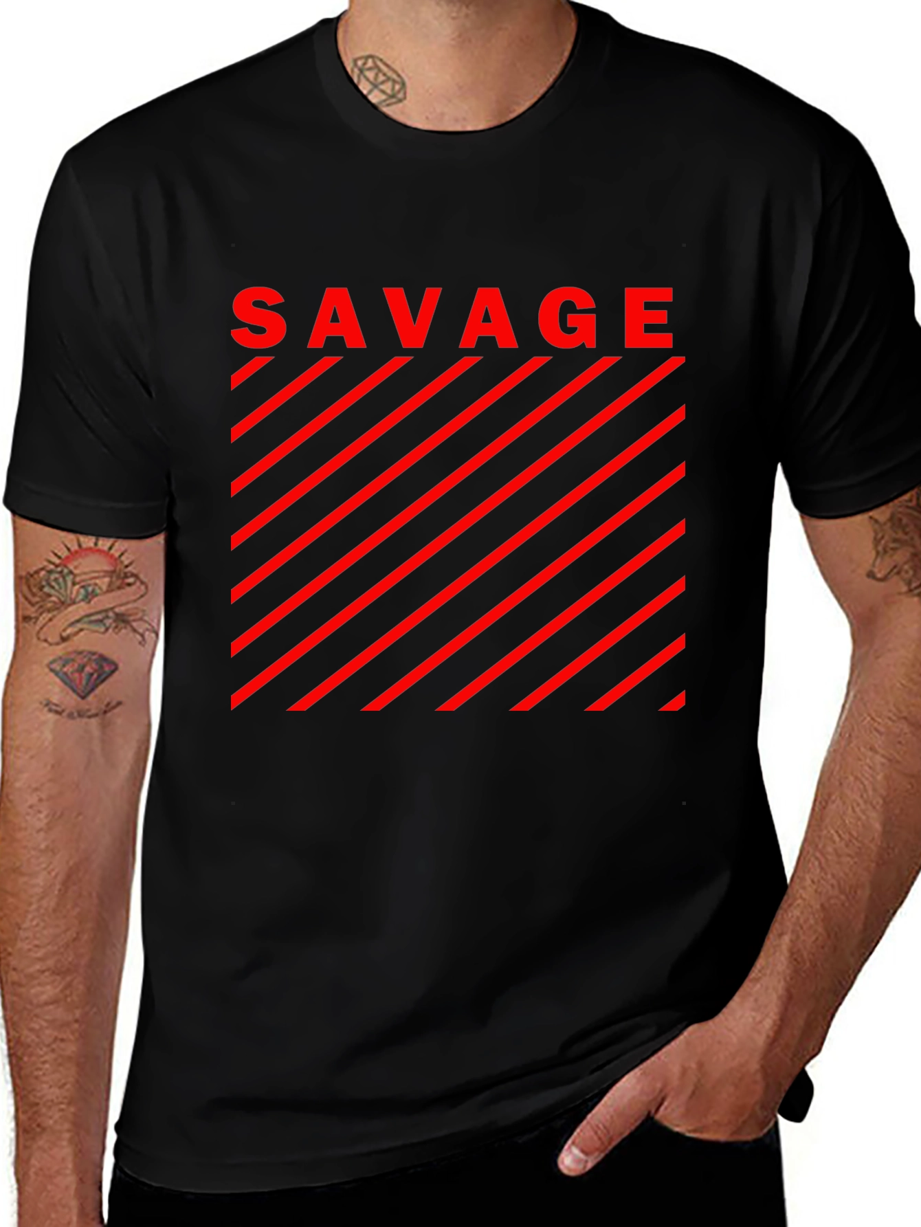 Savage Graphic T-Shirt - Bold Red Design