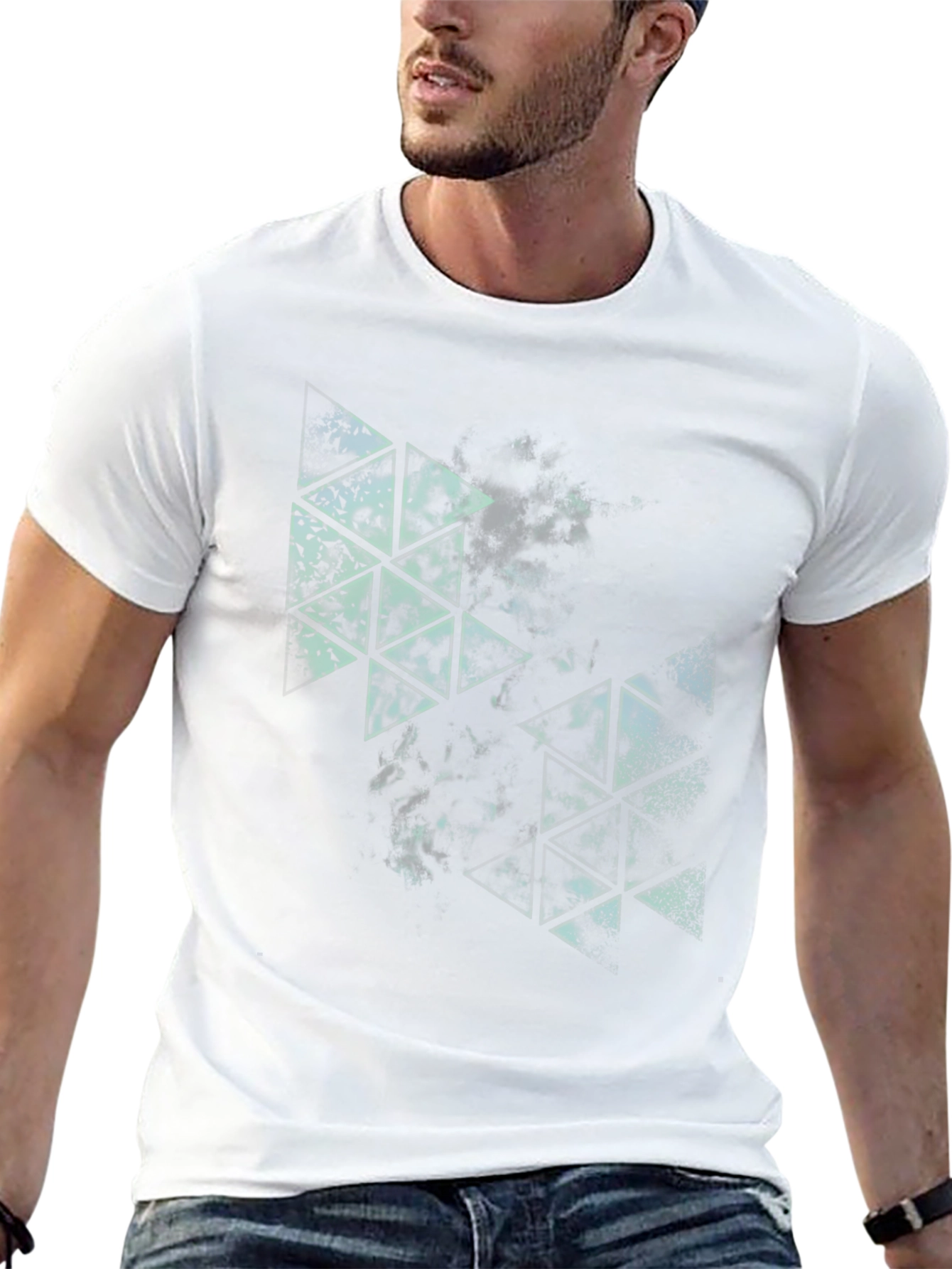 Abstract Triangle Graphic Black Tee
