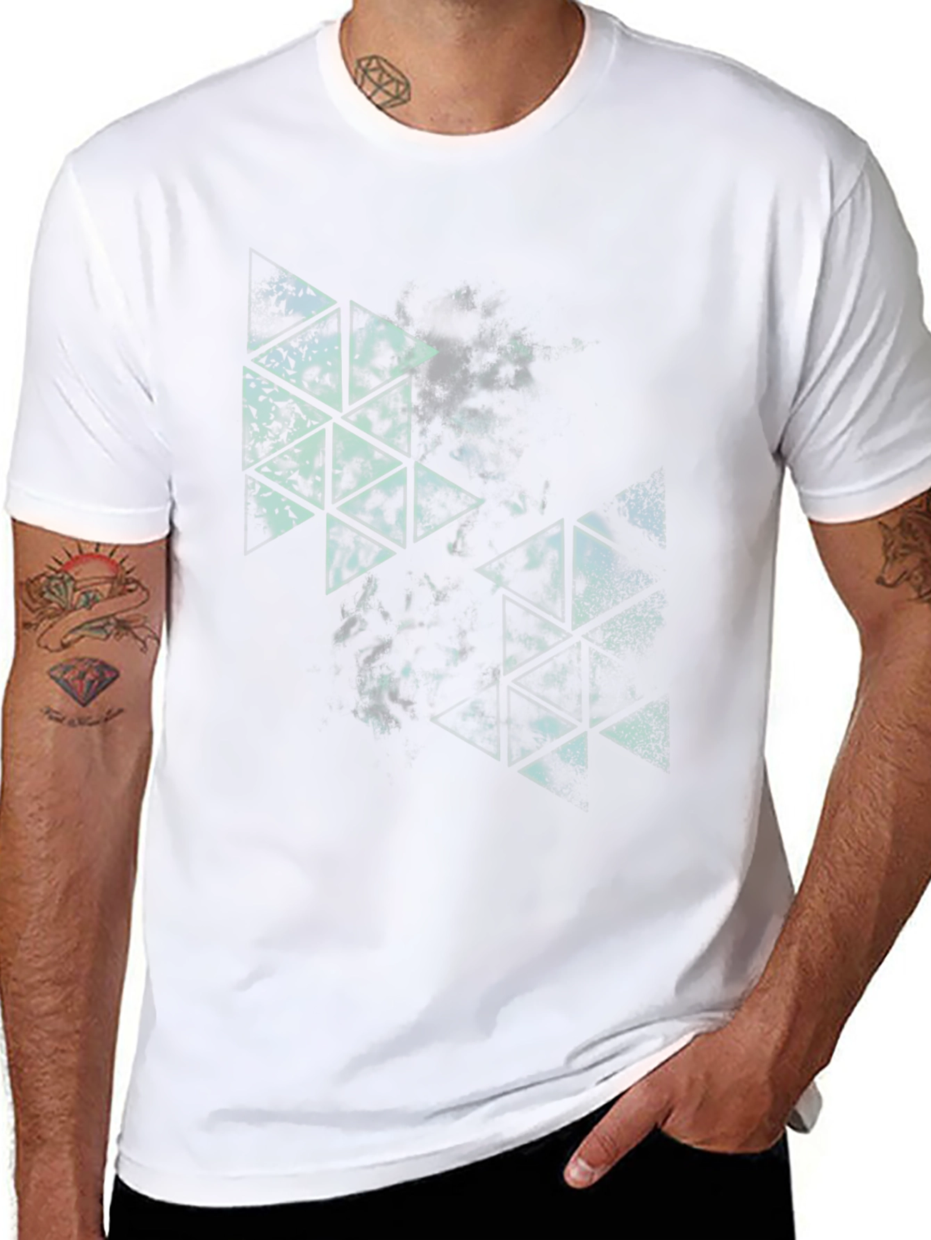 Abstract Triangle Graphic Black Tee
