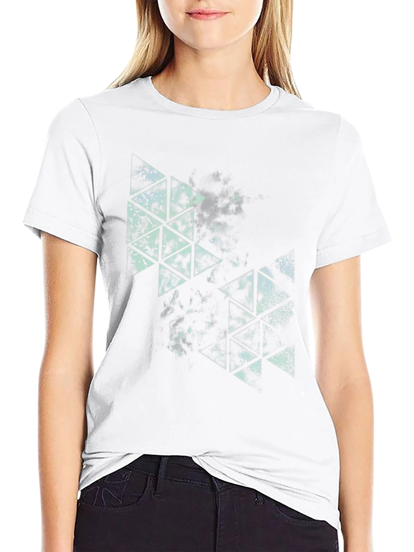 Abstract Triangle Graphic Black Tee