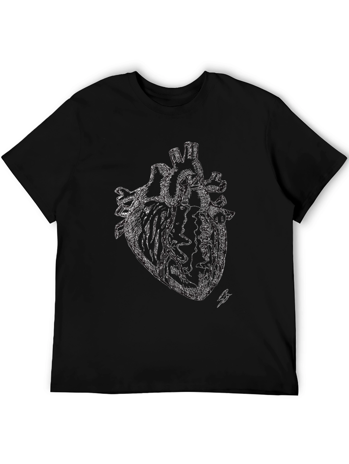 Anatomical Heart Print Black T-Shirt