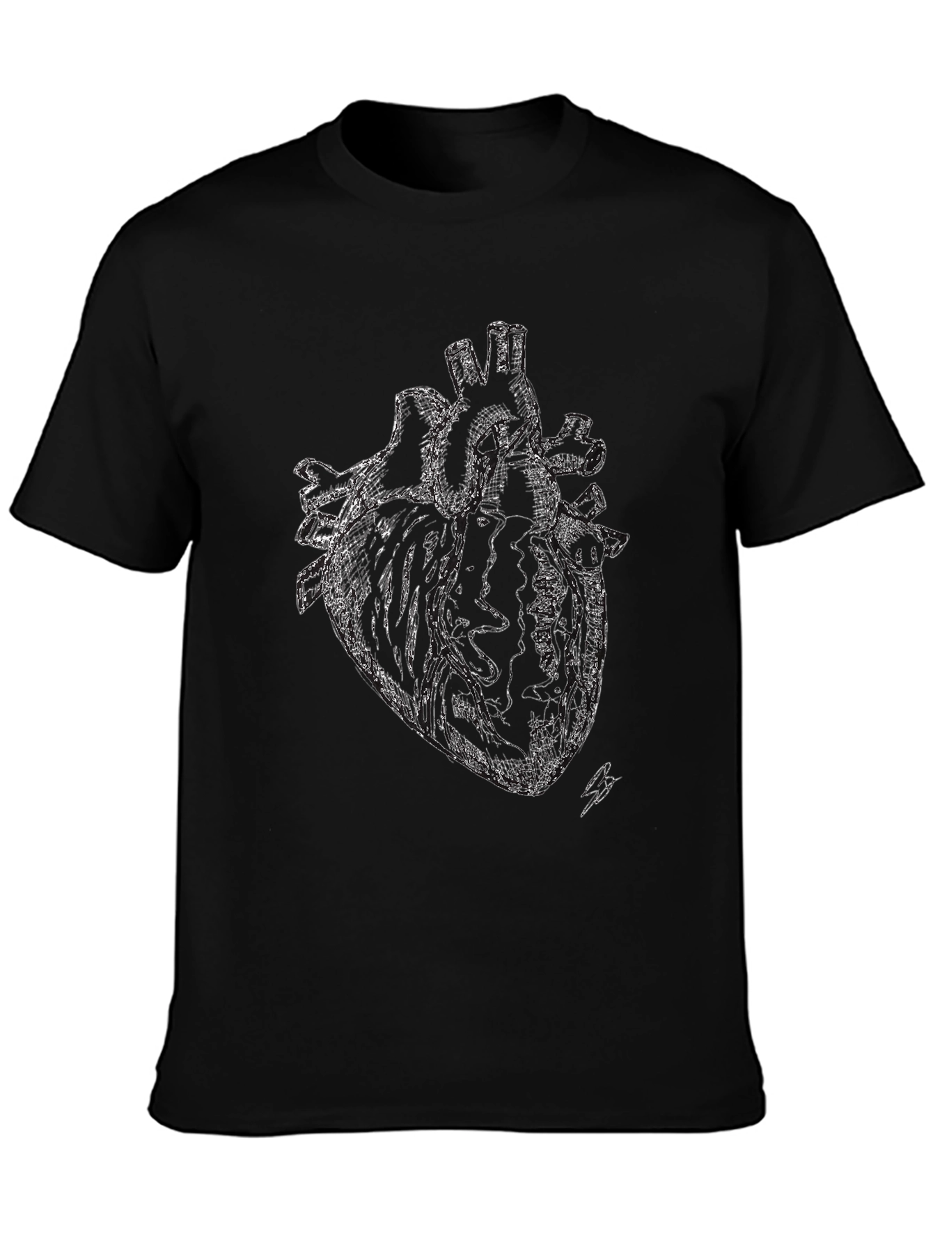 Anatomical Heart Print Black T-Shirt