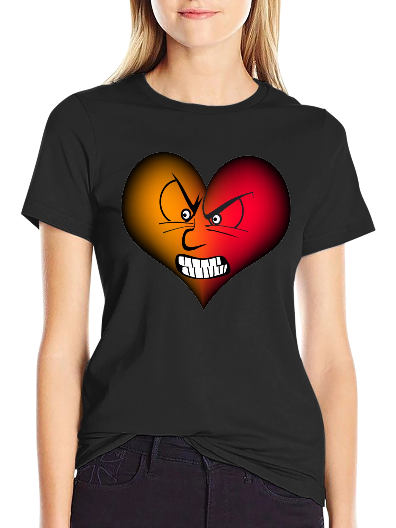Angry Heart Graphic Tee - Black Cotton