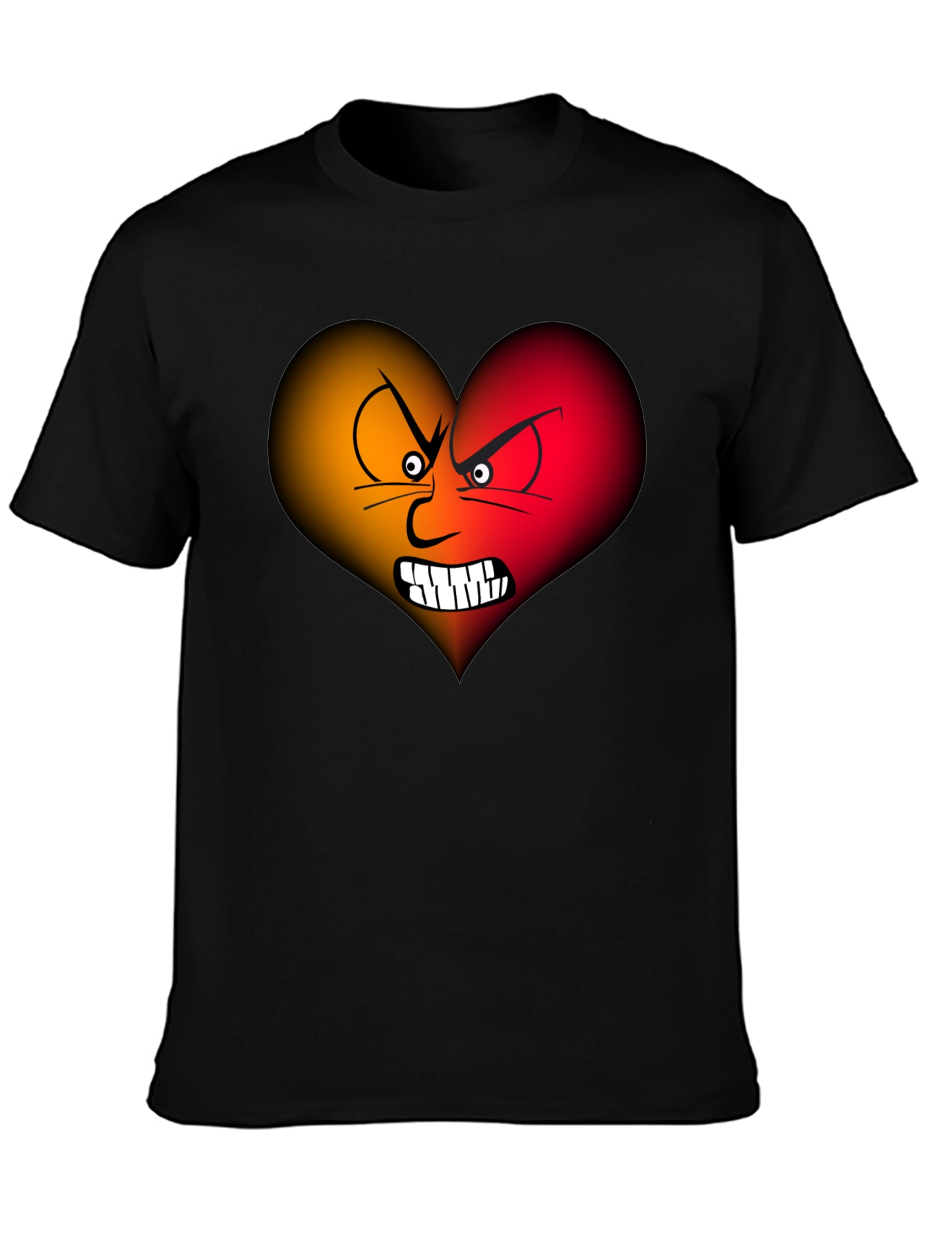 Angry Heart Graphic Tee - Black Cotton