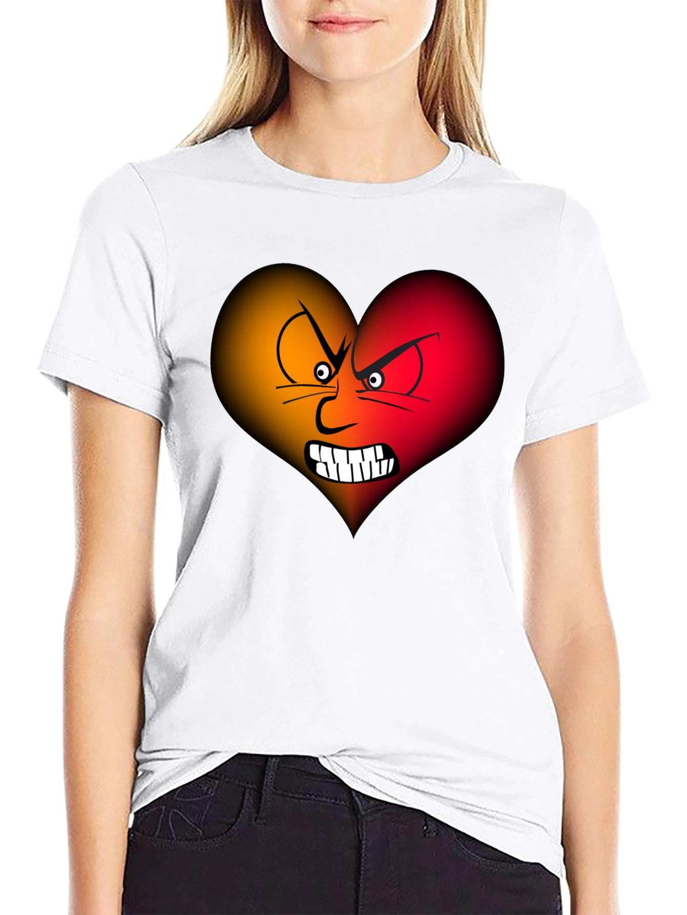 Angry Heart Graphic Tee - Black Cotton