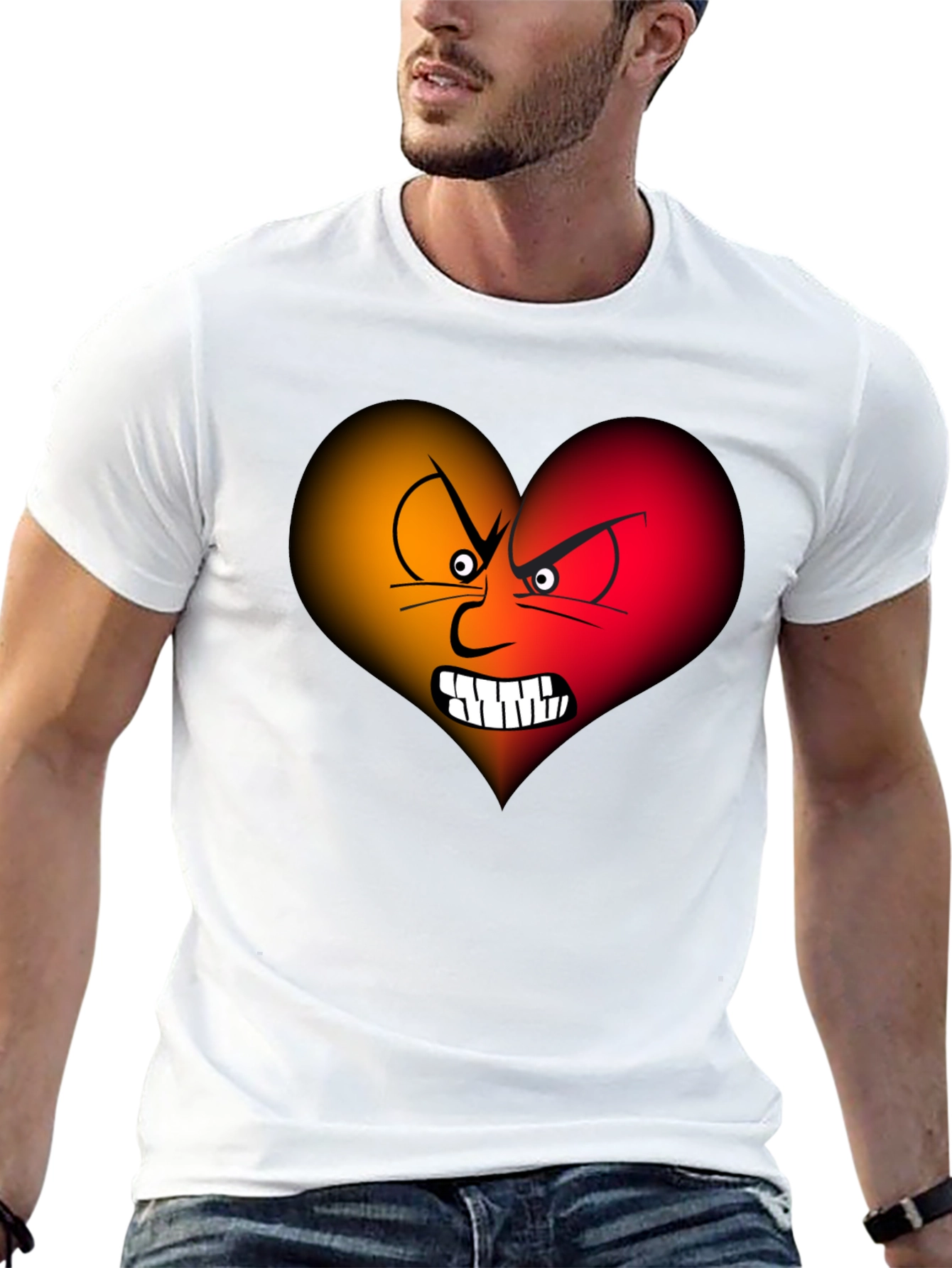 Angry Heart Graphic Tee - Black Cotton