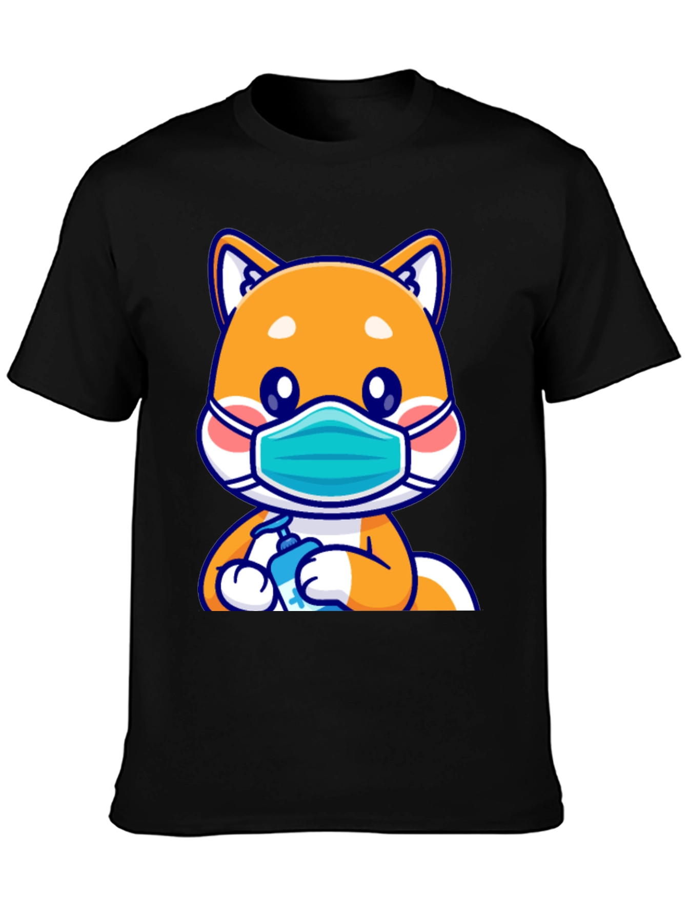 Shiba Inu Wearing Mask & Sanitizing T-Shirt