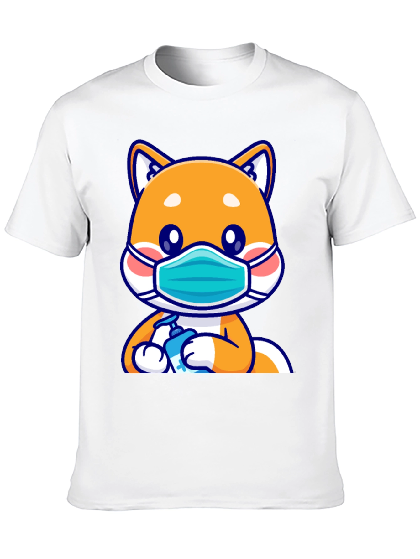 Shiba Inu Wearing Mask & Sanitizing T-Shirt