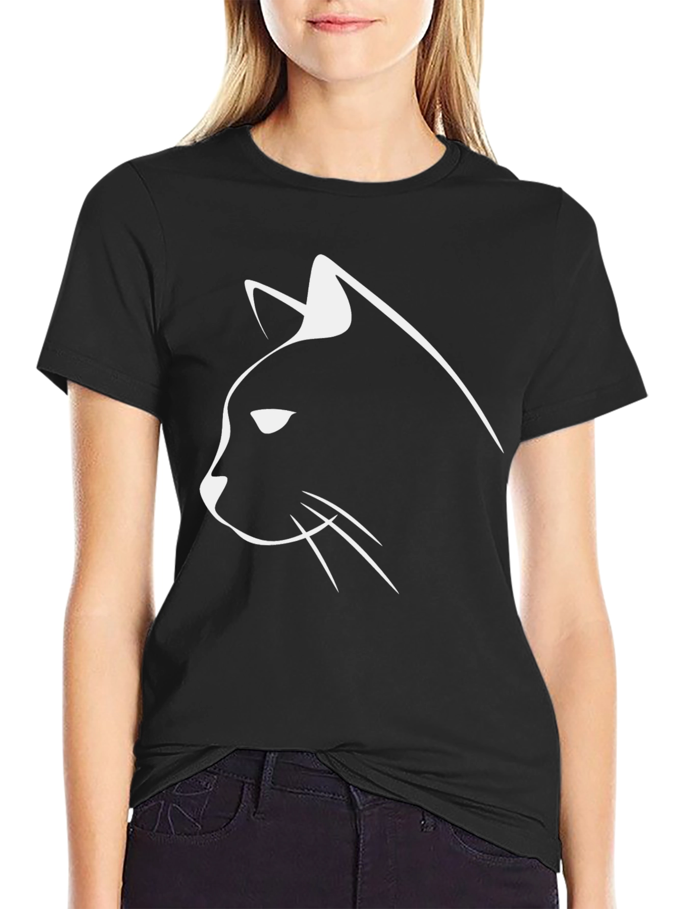 Cool Cat Silhouette Black T-Shirt
