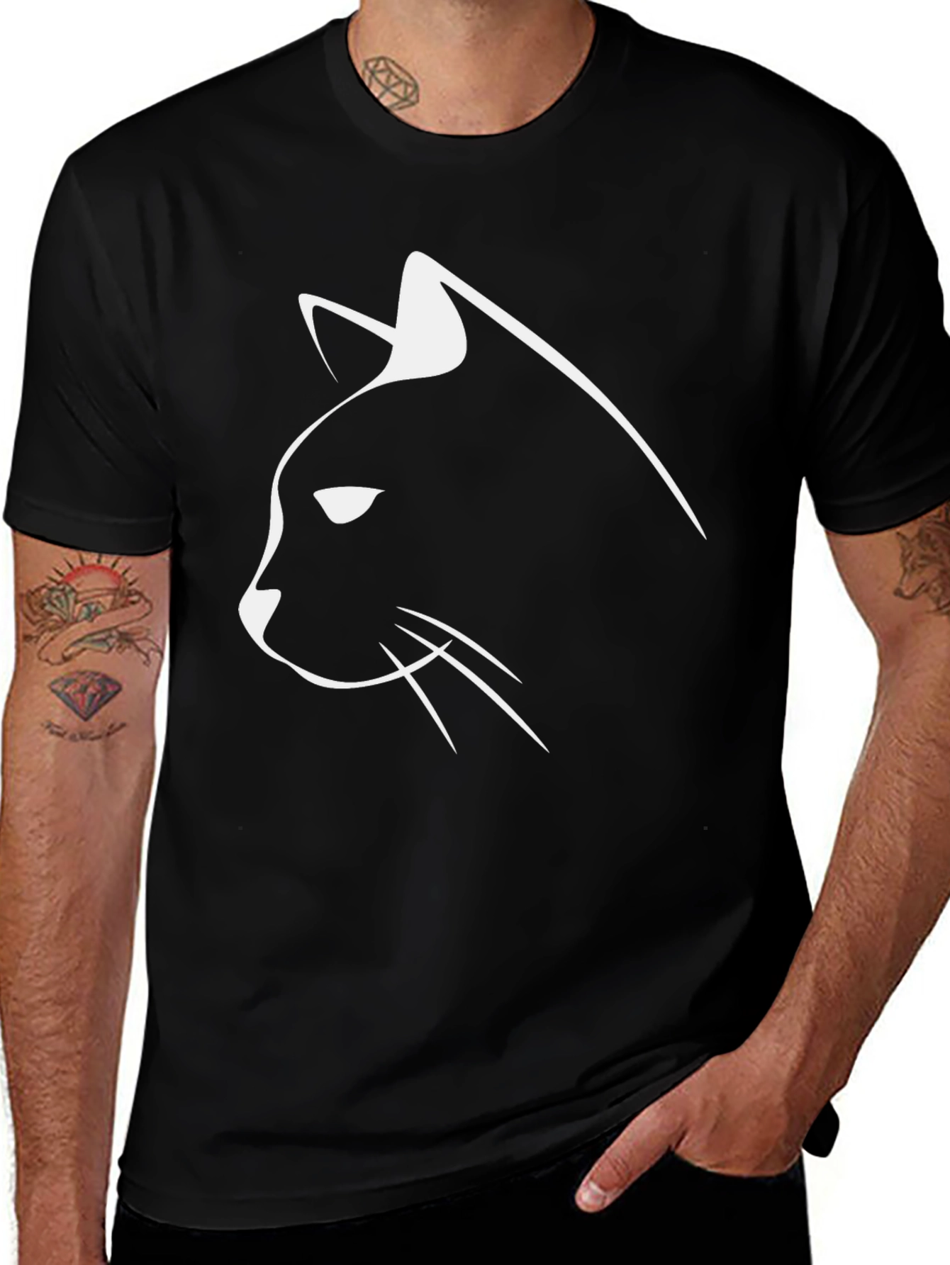 Cool Cat Silhouette Black T-Shirt