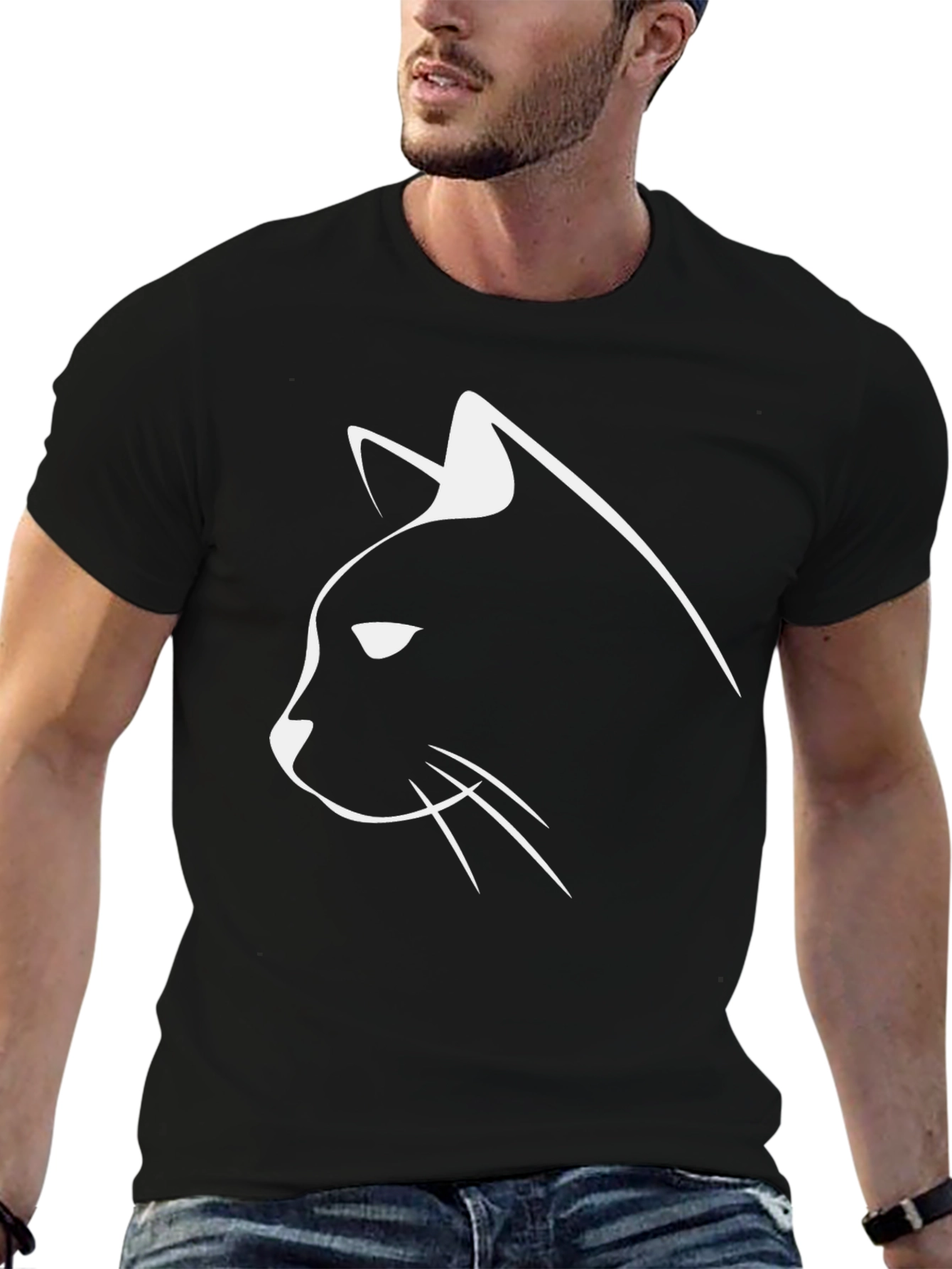 Cool Cat Silhouette Black T-Shirt